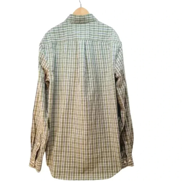 Men's Green Plaid Long-sleeved Button-down Shirt - Picture 2 of 8